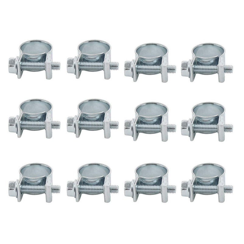 ISPINNER 12pcs 13-15mm Mini Fuel Injection Hose Clamps, Zinc Plated Steel Adjustable Pipe Hose Clip Tube Clamps (1/2" - 9/16" Dia) - Image 2